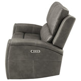 Brickston Charcoal Triple Power Reclining Loveseat - Ornate Home