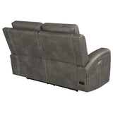 Brickston Charcoal Triple Power Reclining Loveseat - Ornate Home