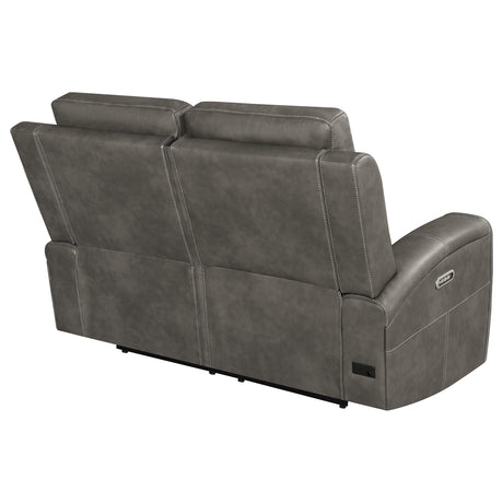 Brickston Charcoal Triple Power Reclining Loveseat - Ornate Home