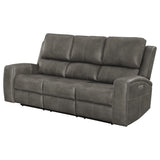 Brickston Charcoal Triple Power Reclining Sofa - Ornate Home