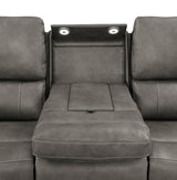 Brickston Charcoal Triple Power Reclining Sofa - Ornate Home