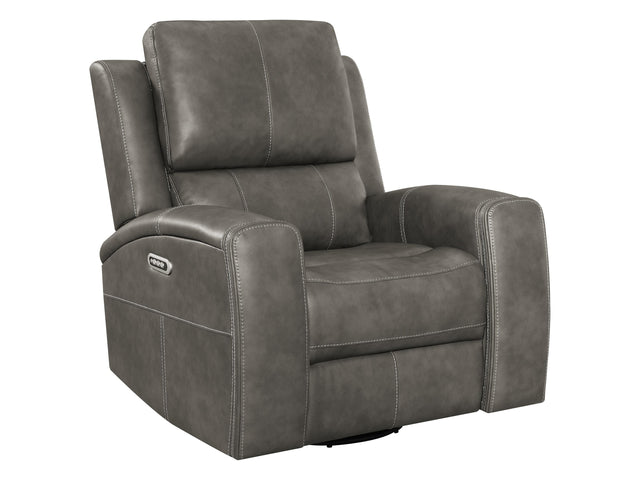 Brickston Charcoal Triple Power Swivel Glider Recliner - Ornate Home