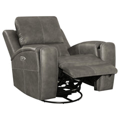 Brickston Charcoal Triple Power Swivel Glider Recliner - Ornate Home