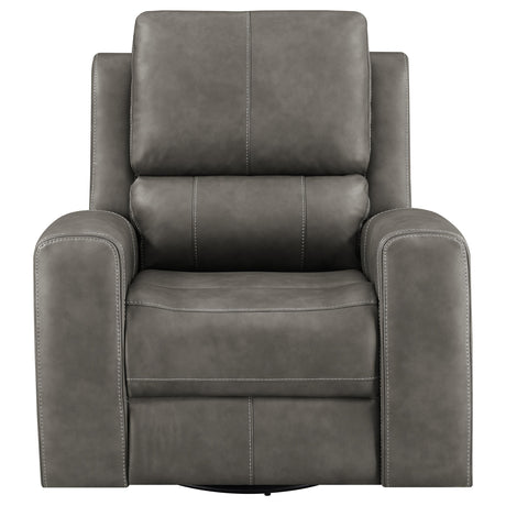Brickston Charcoal Triple Power Swivel Glider Recliner - Ornate Home