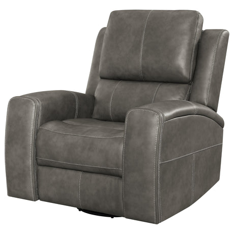 Brickston Charcoal Triple Power Swivel Glider Recliner - Ornate Home
