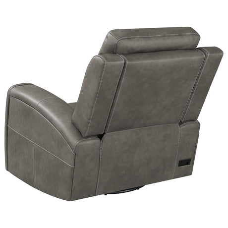 Brickston Charcoal Triple Power Swivel Glider Recliner - Ornate Home