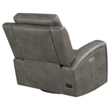 Brickston Charcoal Triple Power Swivel Glider Recliner - Ornate Home
