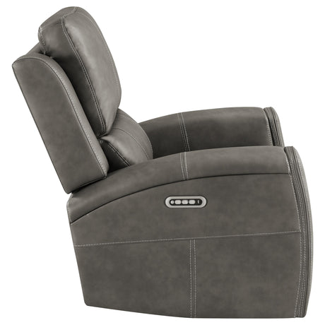 Brickston Charcoal Triple Power Swivel Glider Recliner - Ornate Home