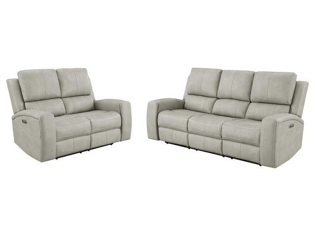 Brickston Grey 2-piece Triple Power Reclining Sofa Set - Ornate Home