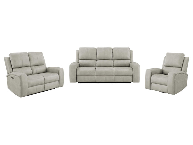 Brickston Grey 3-piece Triple Power Reclining Sofa Set - Ornate Home