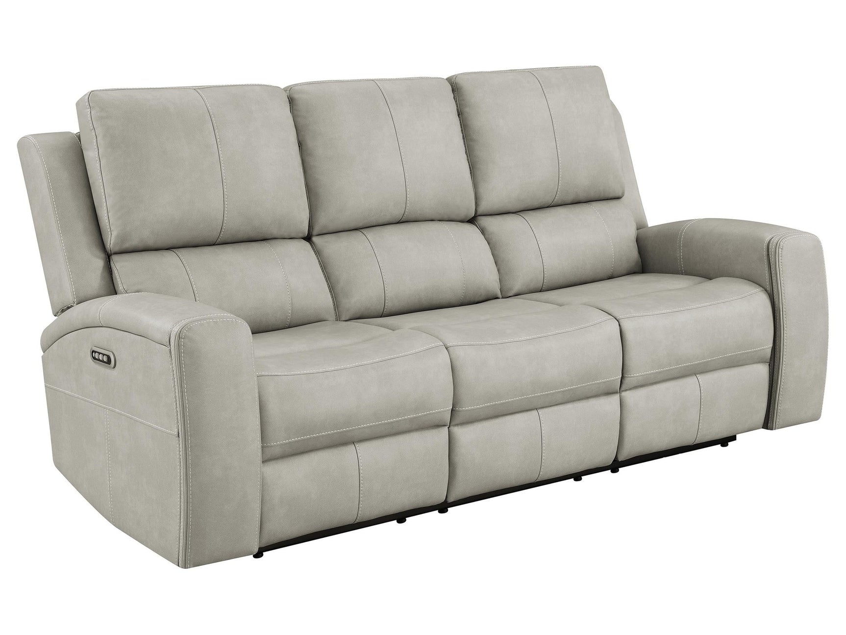 Brickston Grey Triple Power Reclining Sofa - Ornate Home