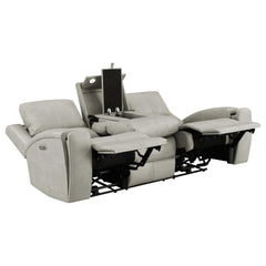 Brickston Grey Triple Power Reclining Sofa - Ornate Home