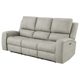 Brickston Grey Triple Power Reclining Sofa - Ornate Home