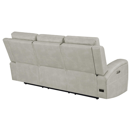 Brickston Grey Triple Power Reclining Sofa - Ornate Home