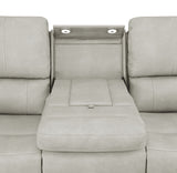 Brickston Grey Triple Power Reclining Sofa - Ornate Home