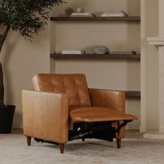 Bridgers Tan Leather Power Recliner Chair - Ornate Home