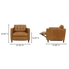 Bridgers Tan Leather Power Recliner Chair - Ornate Home