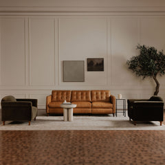 Bridgers Tan Leather Power Recliner Sofa - Ornate Home