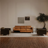 Bridgers Tan Leather Power Recliner Sofa - Ornate Home