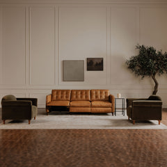 Bridgers Tan Leather Power Recliner Sofa - Ornate Home
