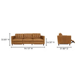 Bridgers Tan Leather Power Recliner Sofa - Ornate Home