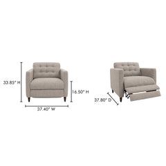 Bridgers Warm Grey Power Recliner Chair - Ornate Home