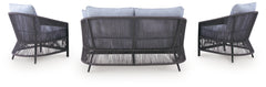 Bridges Beach Gray Love/Chairs/Table Set (Set of 4) - Ornate Home