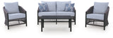 Bridges Beach Gray Love/Chairs/Table Set (Set of 4) - Ornate Home