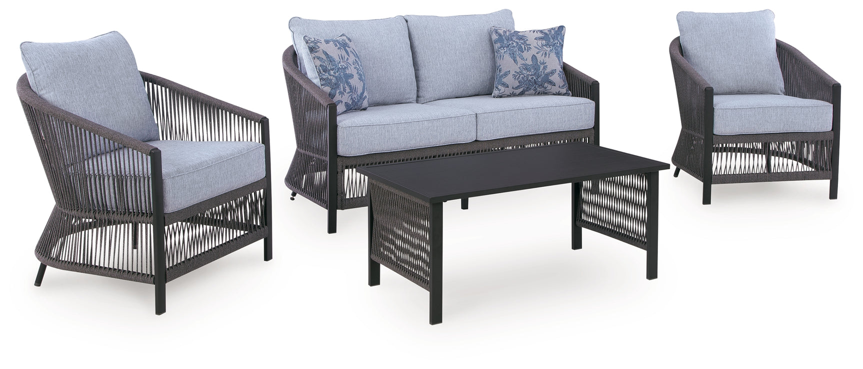 Bridges Beach Gray Love/Chairs/Table Set (Set of 4) - Ornate Home