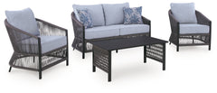 Bridges Beach Gray Love/Chairs/Table Set (Set of 4) - Ornate Home