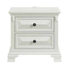Bridgestone Antique White 2-Drawer Nightstand with USB - Ornate Home