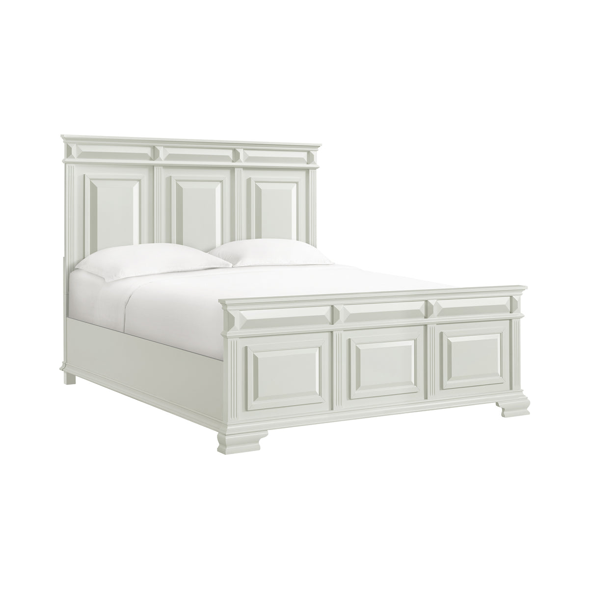 Bridgestone Antique White 3-Piece King Panel Bedroom Set - Ornate Home