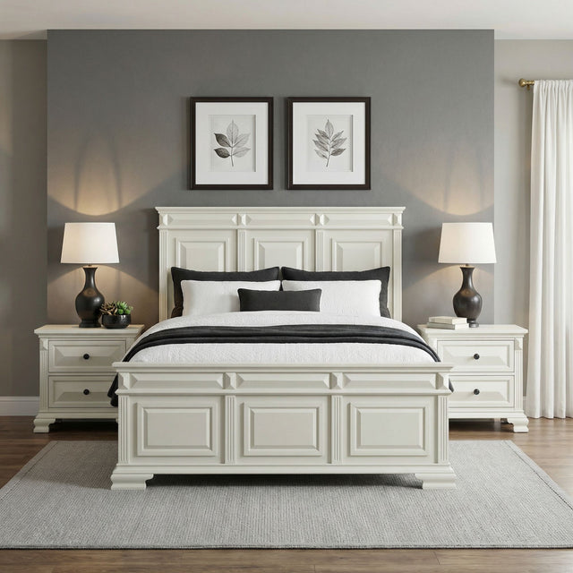 Bridgestone Antique White 3-Piece Queen Bedroom Set - Ornate Home