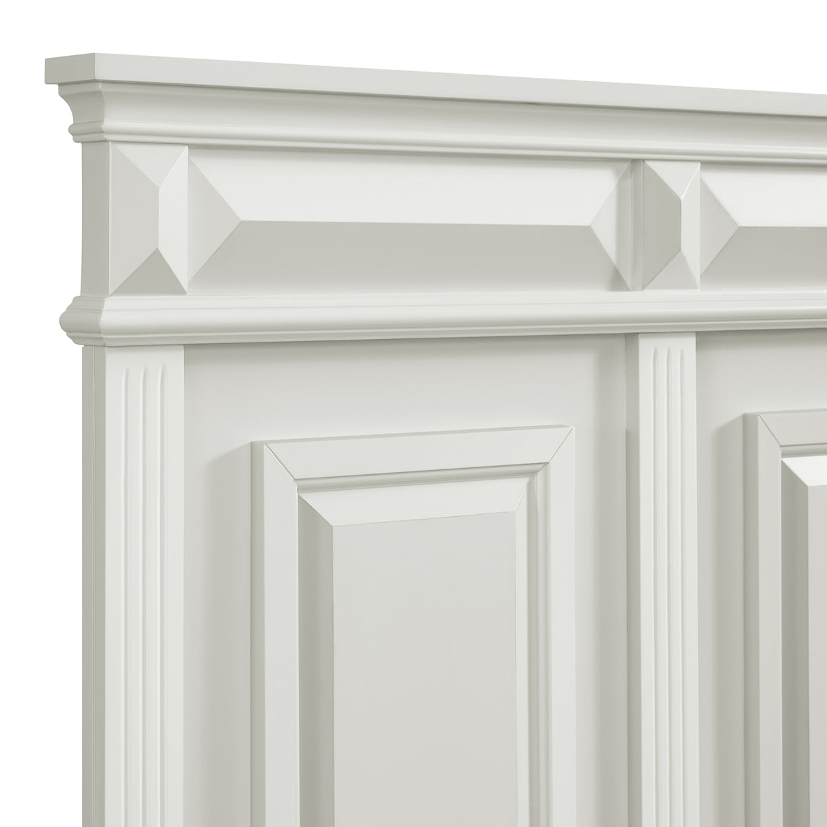 Bridgestone Antique White 4-Piece King Bedroom Set with 2 Nightstands & Dresser - Ornate Home
