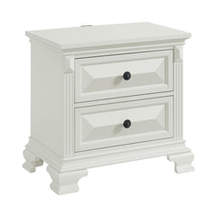Bridgestone Antique White 4-Piece Queen Bedroom Set with 2 Nightstands & Chest - Ornate Home