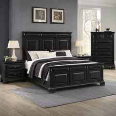 Bridgestone Black 4-Piece King Bedroom Set with 2 Nightstands & Chest - Ornate Home