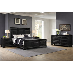 Bridgestone Black 4-Piece Queen Bedroom Set with 2 Nightstands & Dresser - Ornate Home