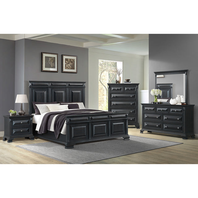 Bridgestone Black 5-Piece Queen Panel Bedroom Set
