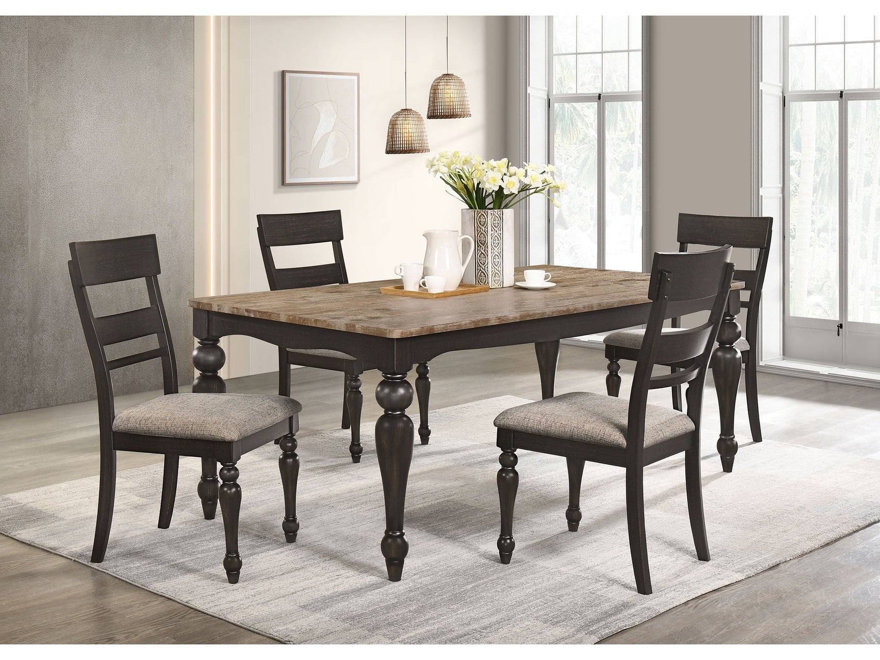 Bridget Charcoal Sandthrough 5-piece Dining Room Set - Ornate Home