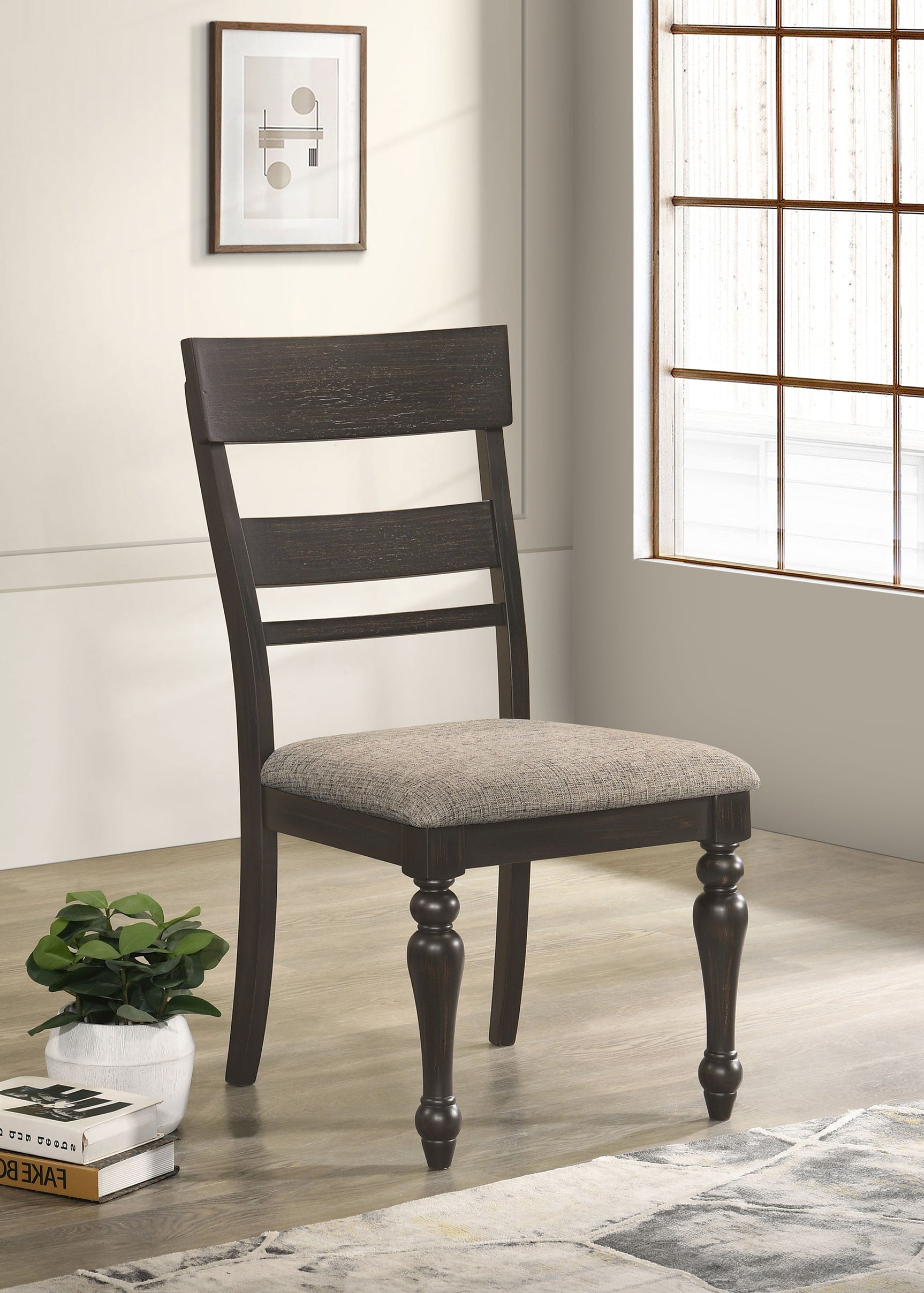 Bridget Charcoal Sandthrough Side Chair (Set of 2) - Ornate Home