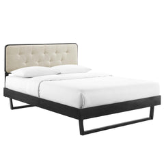 Bridgette Black/Beige Wood Full Platform Bed With Angular Frame - Ornate Home