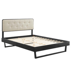 Bridgette Black/Beige Wood Full Platform Bed With Angular Frame - Ornate Home