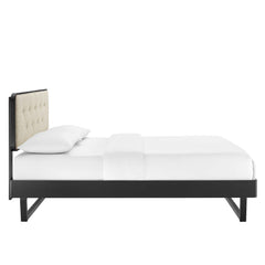 Bridgette Black/Beige Wood Full Platform Bed With Angular Frame - Ornate Home