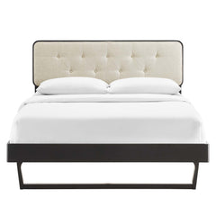Bridgette Black/Beige Wood Full Platform Bed With Angular Frame - Ornate Home