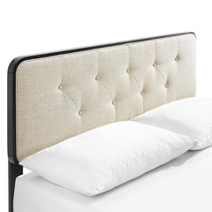 Bridgette Black/Beige Wood Full Platform Bed With Angular Frame - Ornate Home