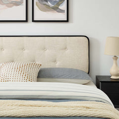 Bridgette Black/Beige Wood King Platform Bed With Splayed Legs - Ornate Home