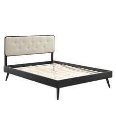 Bridgette Black/Beige Wood Queen Platform Bed With Splayed Legs - Ornate Home