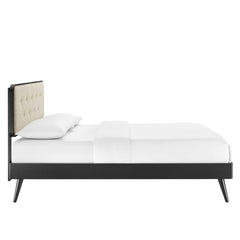 Bridgette Black/Beige Wood Queen Platform Bed With Splayed Legs - Ornate Home