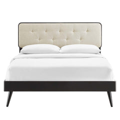 Bridgette Black/Beige Wood Queen Platform Bed With Splayed Legs - Ornate Home