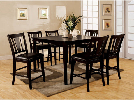 Bridgette Espresso 7 Pc. Sq. Counter Height Table Set - Ornate Home